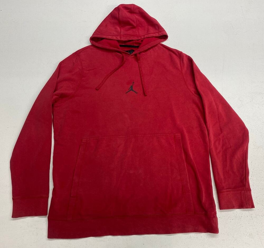 Men Air Jordan Jumpman center logo red fleece pullover hoodie sweatshirt L